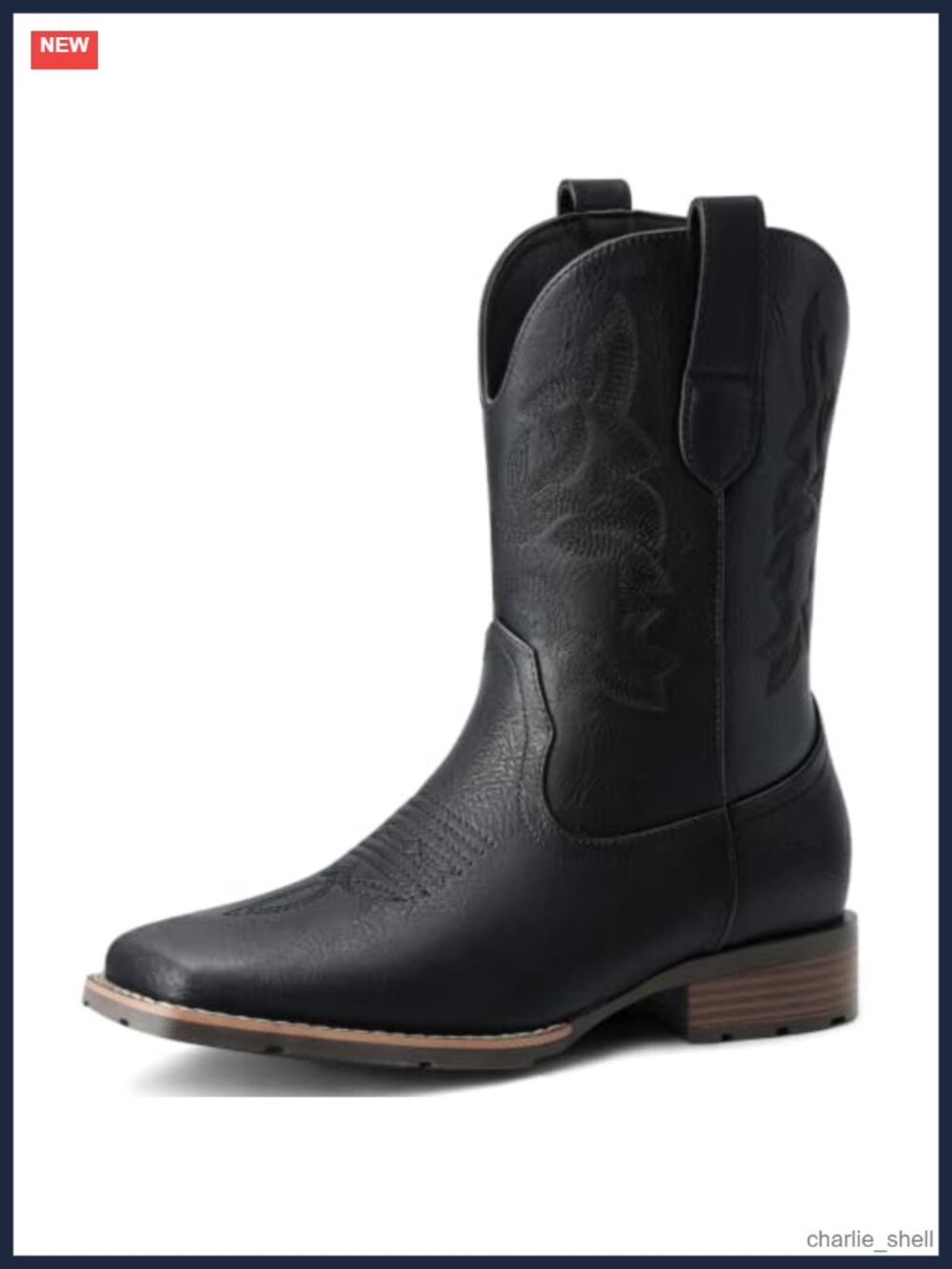 Men's Western Boots Faux Leather Square Toe Slip Resistant Cowboy Boots